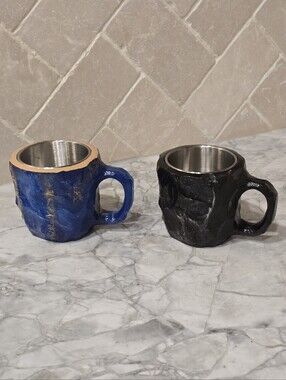 Pair Mineral Crystal Coffee Mugs Imitation Crystal Resin Cups Espresso Size
